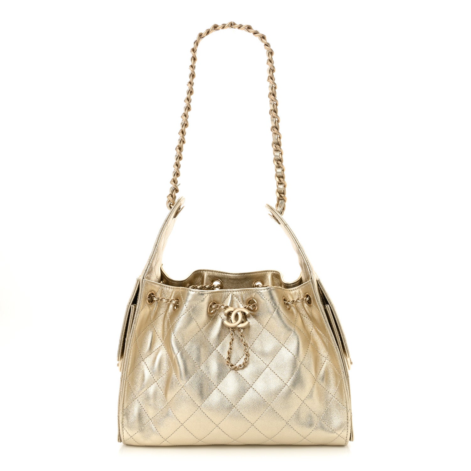 Chanel Metallic Caviar Quilted Small Chanel 25 Handbag Gold