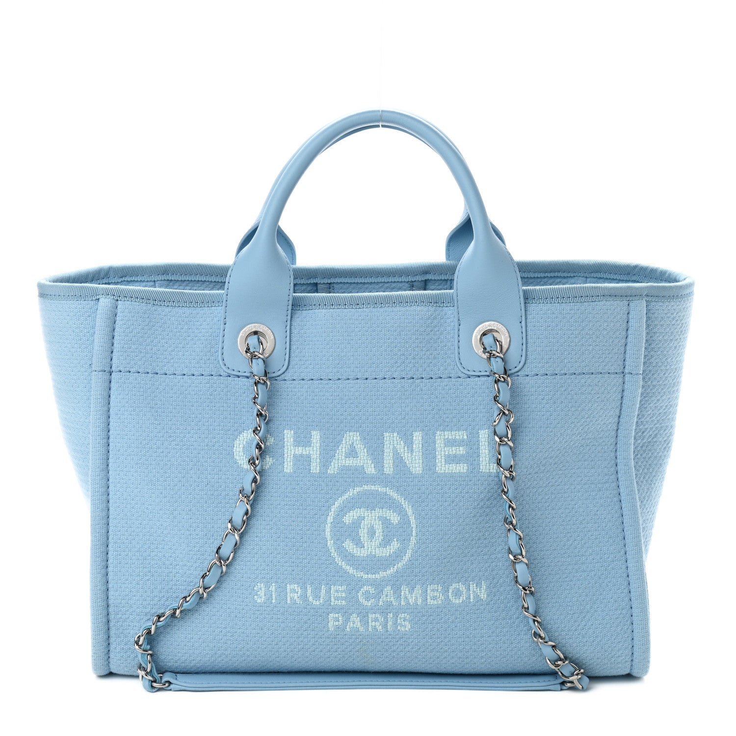 Chanel Mixed Fibers Small Deauville Tote Light Blue