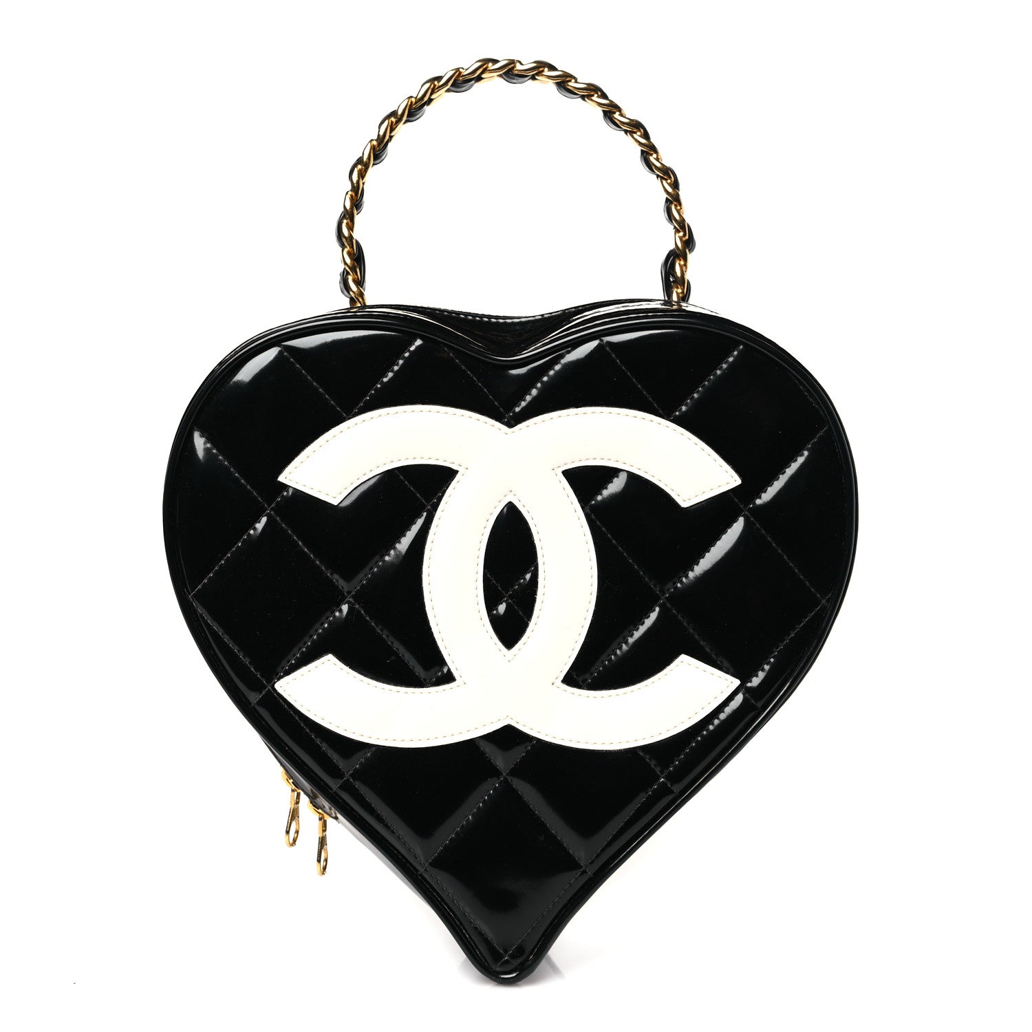 Chanel Patent CC Heart Vanity Case Black