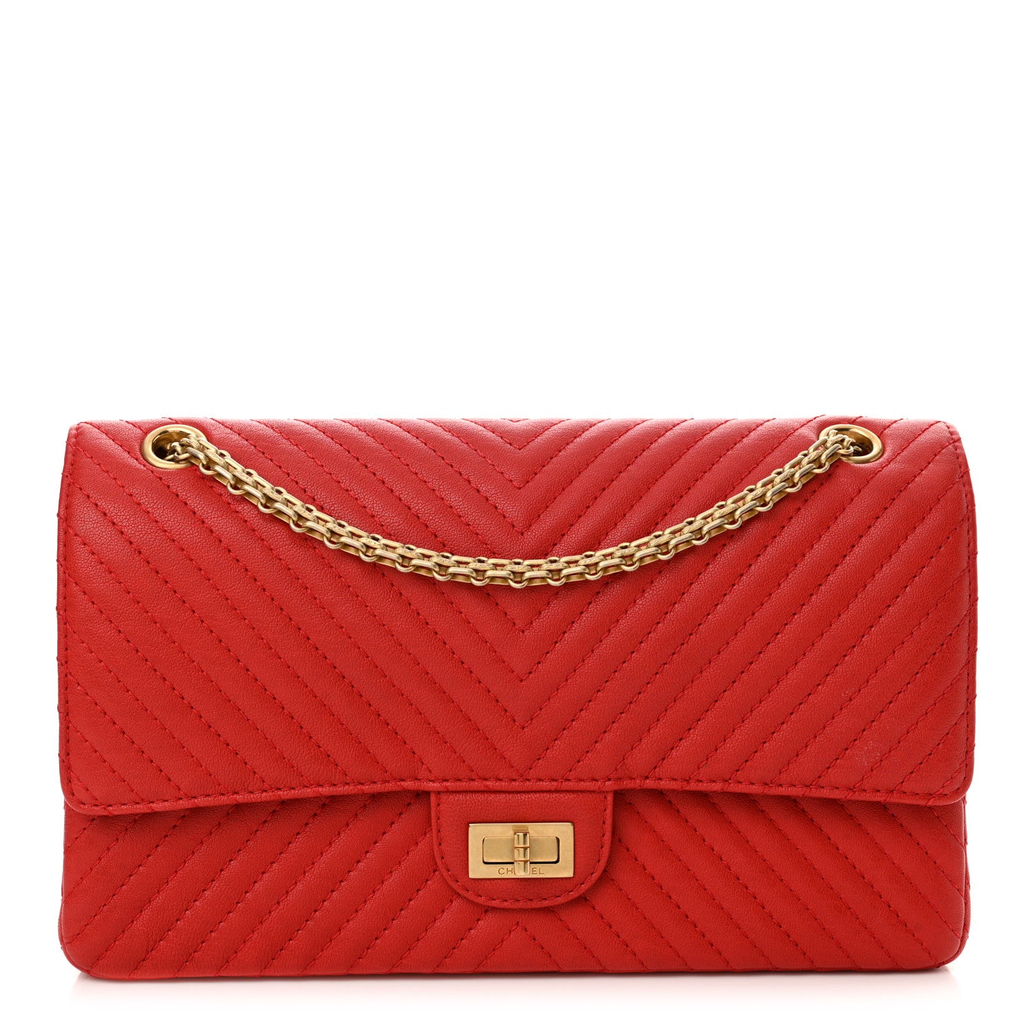 Chanel Sheepskin Chevron Quilted 2.55 Reissue 226 Flap Red