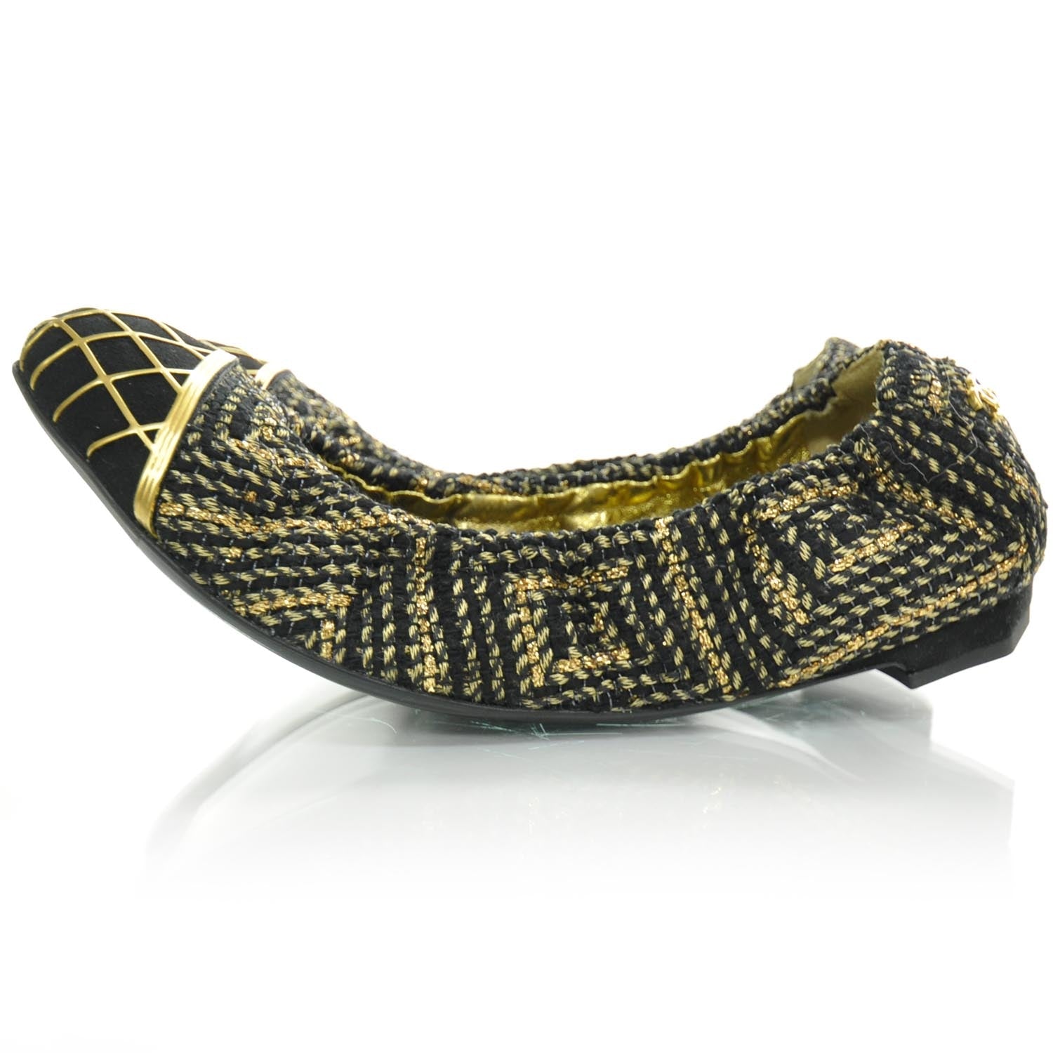 Chanel Tweed Caged Ballet Flats 37.5