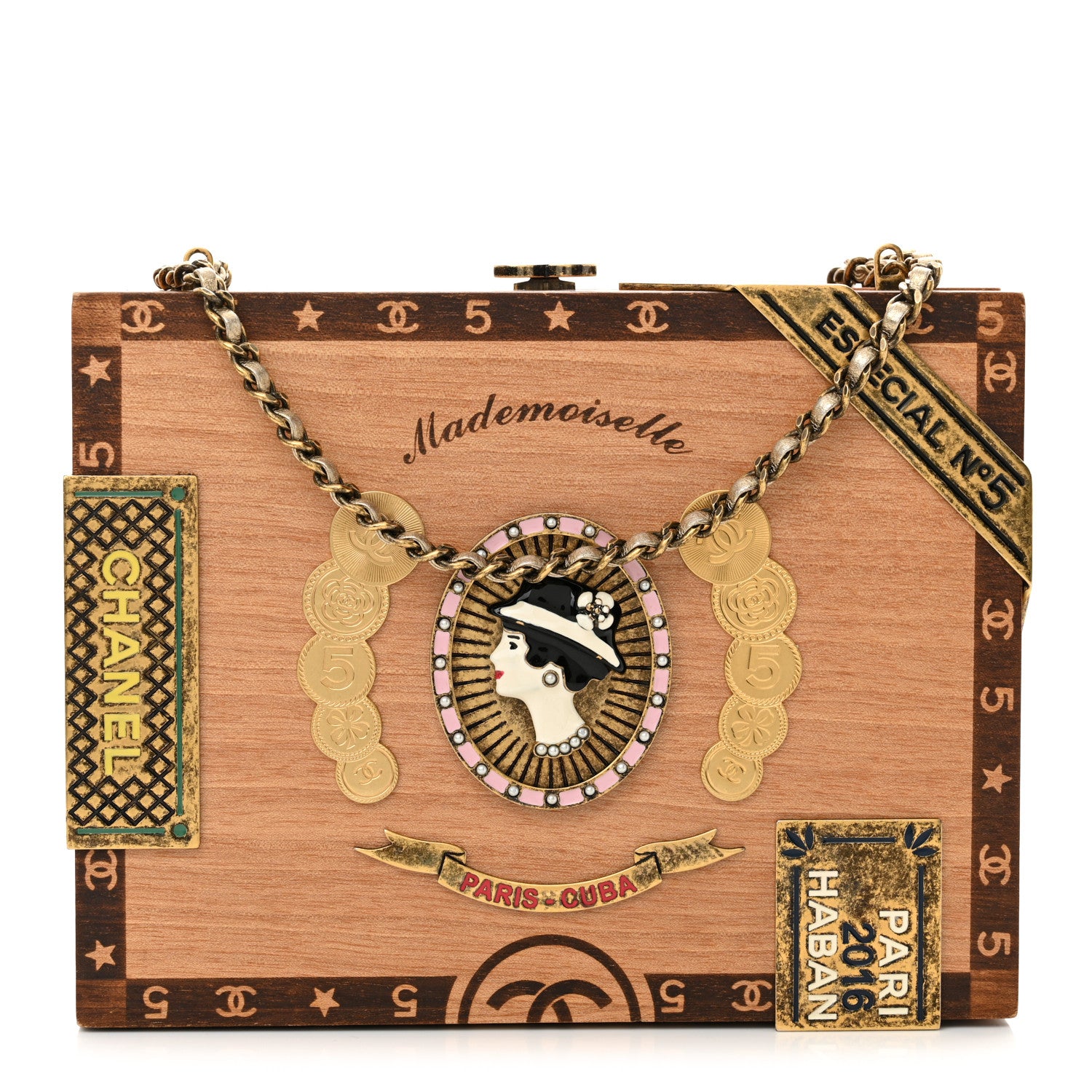 Chanel Wood Havana By Night Cigar Box Minaudiere Brown