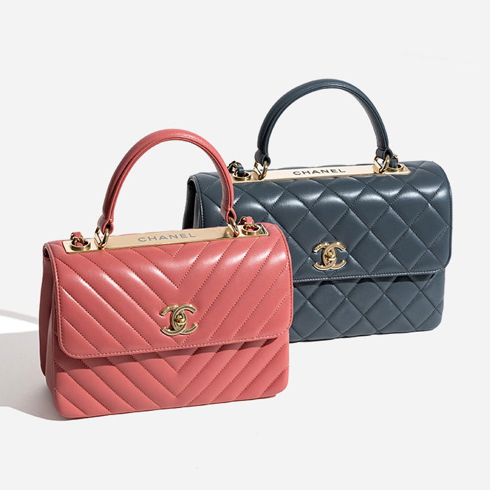 comparing chanel trendy bag sizes small versus medium by FASHIONPHILE