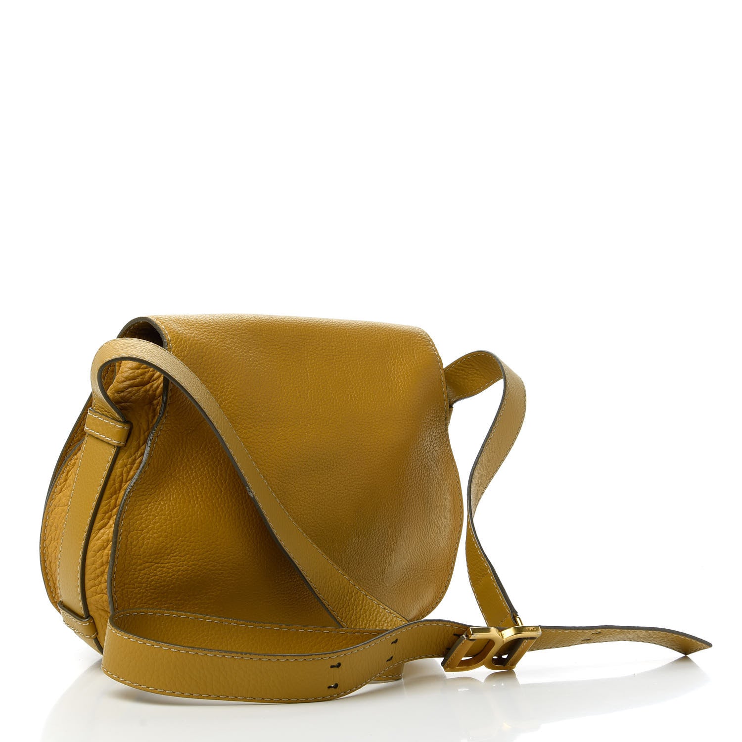 Chloe Calfskin Medium Marcie Round Crossbody Bag Curry Yellow_back