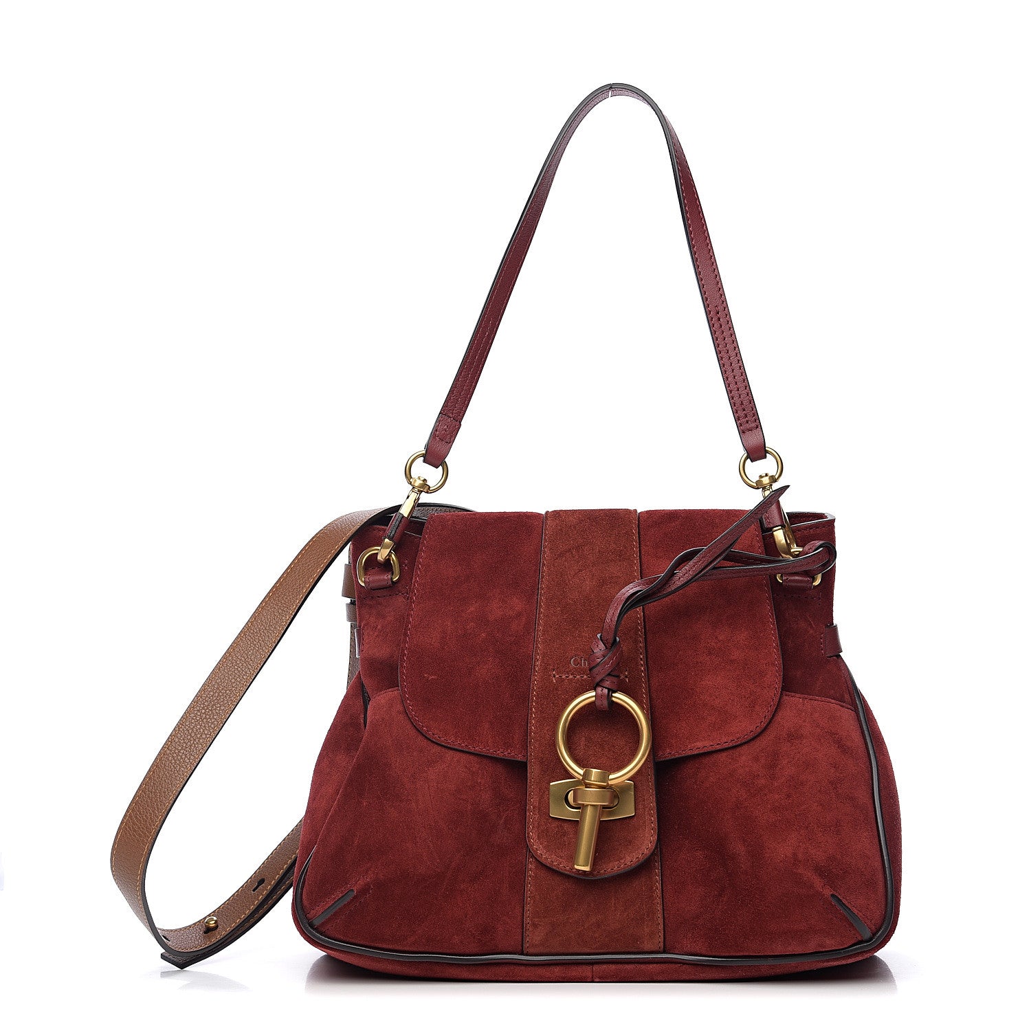 Chloe Suede Small Lexa Shoulder Bag Sienna Red