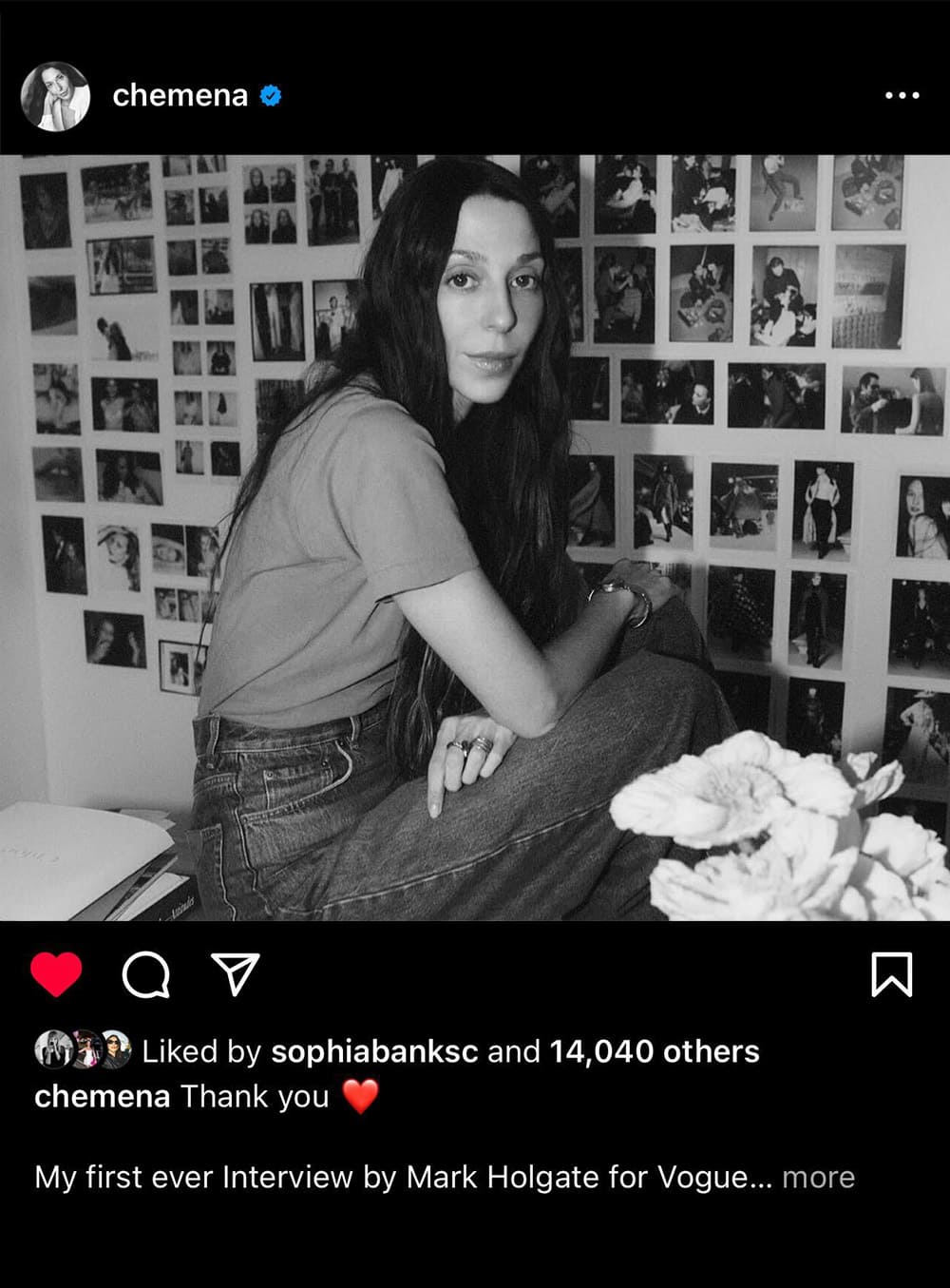 black and white image of chloe's creative director chemena kamali on instagram
