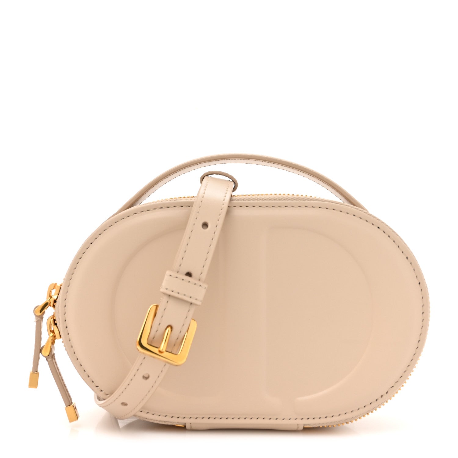 Christian Dior Calfskin CD Signature Oval Crossbody Camera Bag Caramel