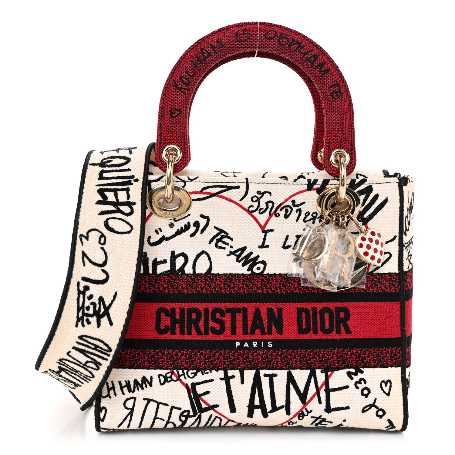 Christian Dior Canvas Medium DiorAmour Graffiti Lady D-Lite Latte