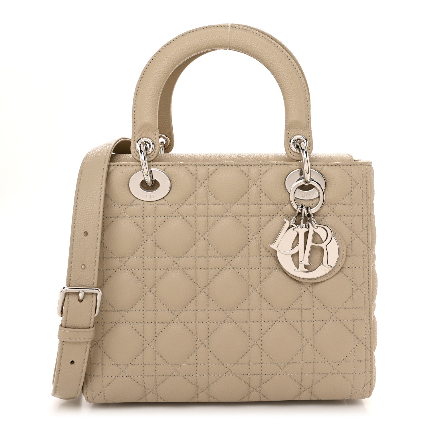Christian Dior Grained Calfskin Cannage Medium Lady Dior in Sable