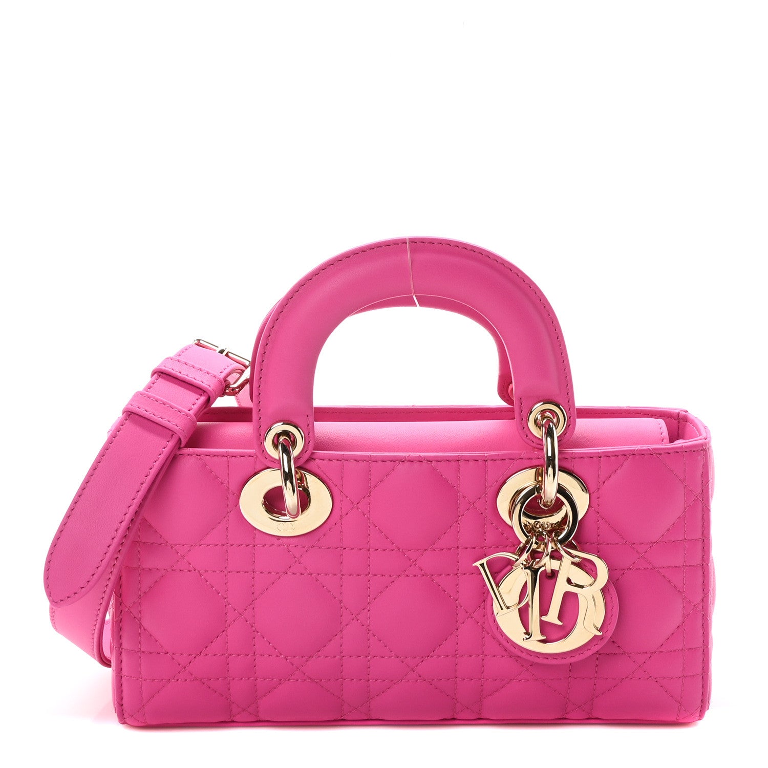 Christian Dior Lambskin Cannage Small Lady D-Joy Fuchsia