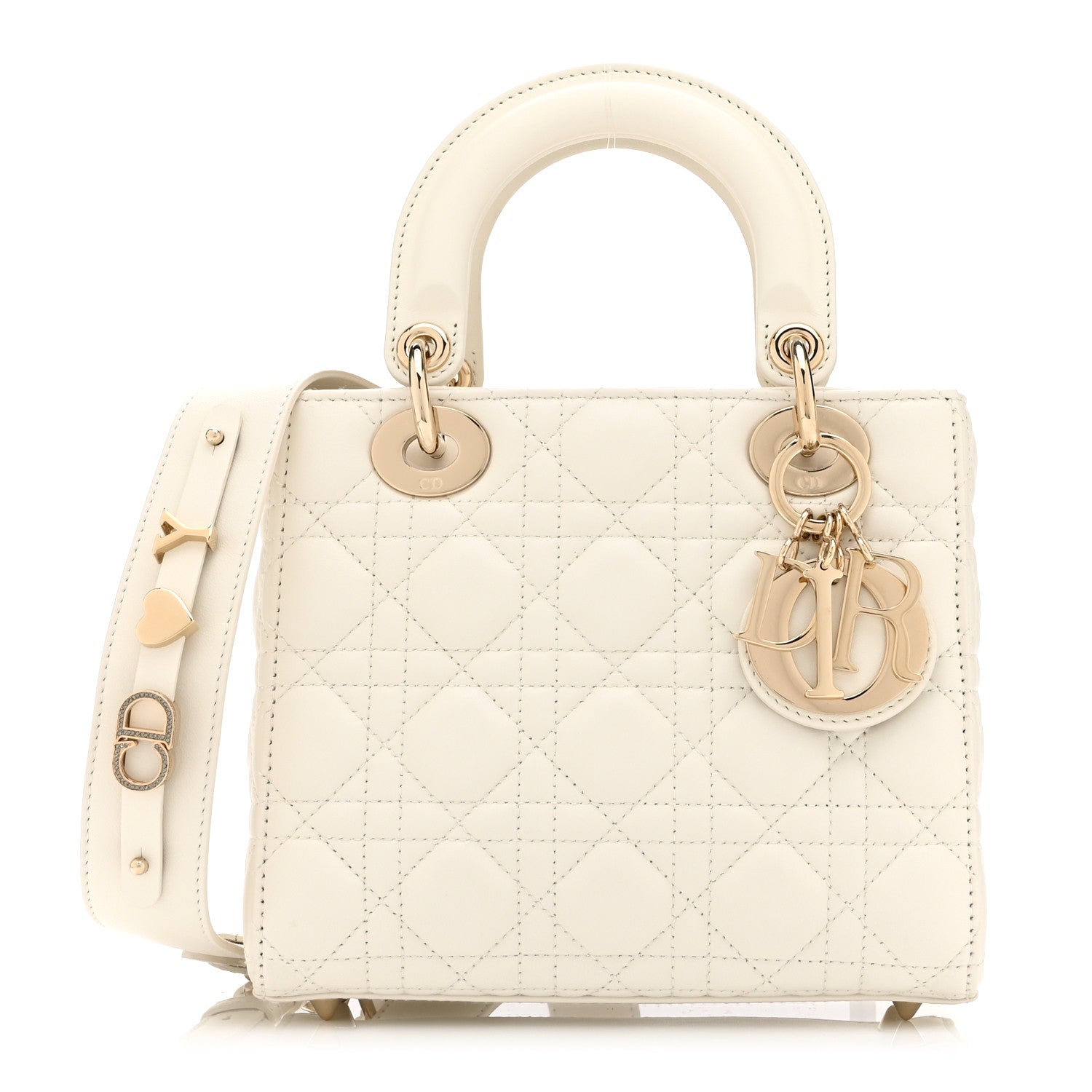Christian Dior Lambskin Cannage Small My ABCDior Lady Dior White