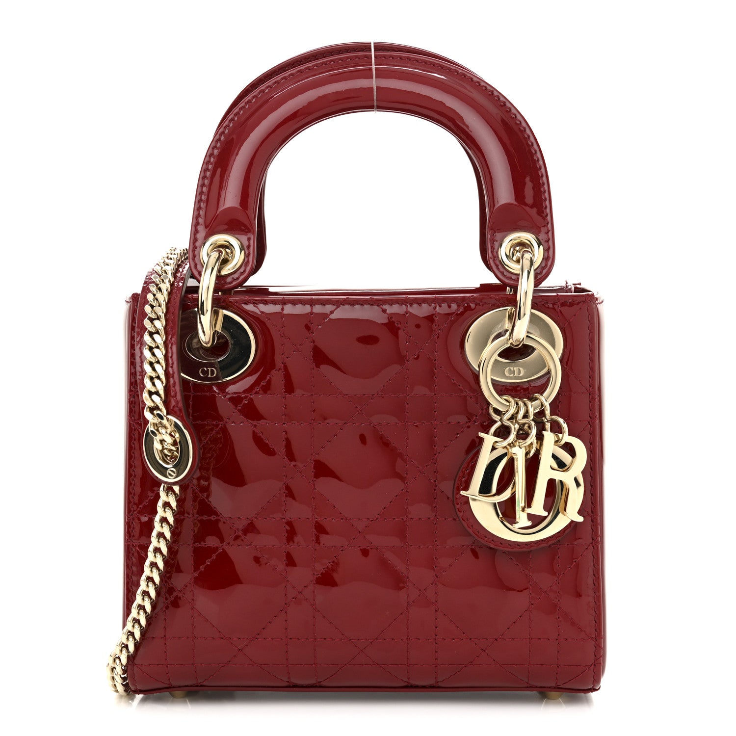 Christian Dior Patent Cannage Mini Lady Dior Red