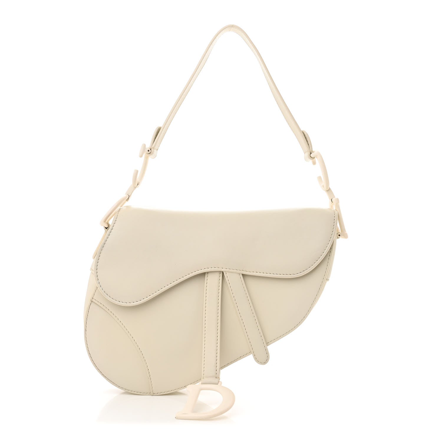 Christian Dior Ultra Matte Calfskin Saddle Bag Off White