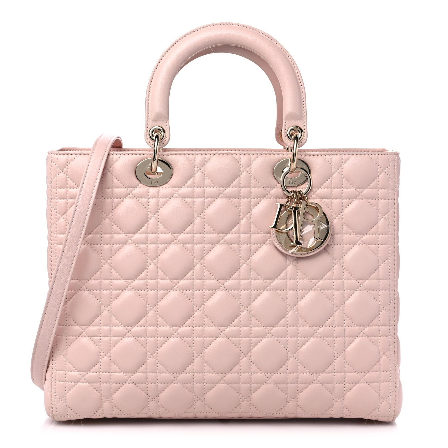 product image of christian dior Large Lady Dior Bag in pale pink by fashionphile
