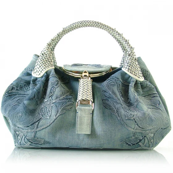 Fendi Denim Squirrel Embroidered Spy Blue