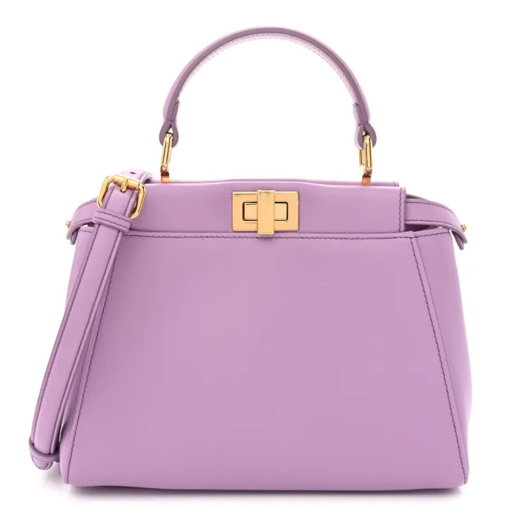 Fendi Nappa Stacked Bar Mini Peekaboo Iconic Satchel Violetta