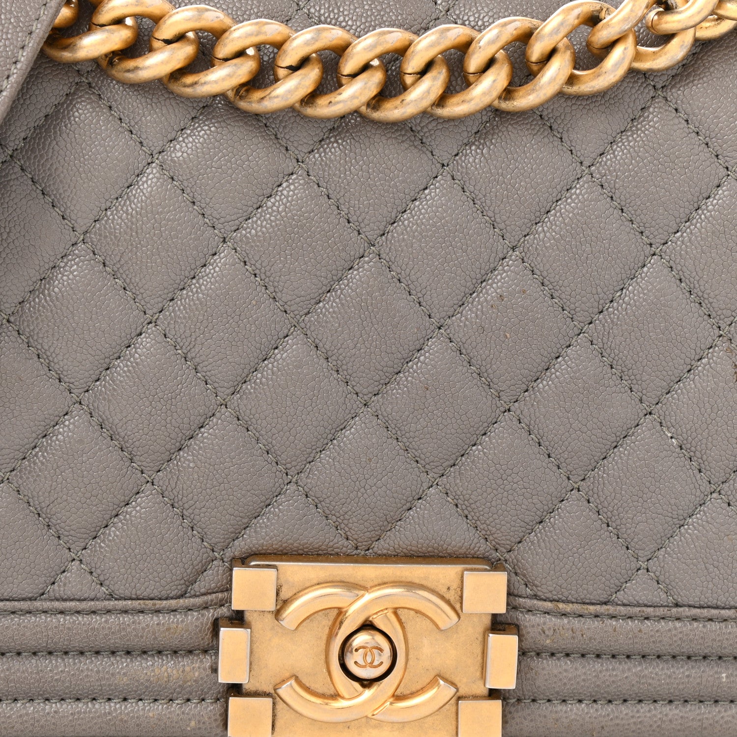 close up image of chanel gold hardware FASHIONPHILE