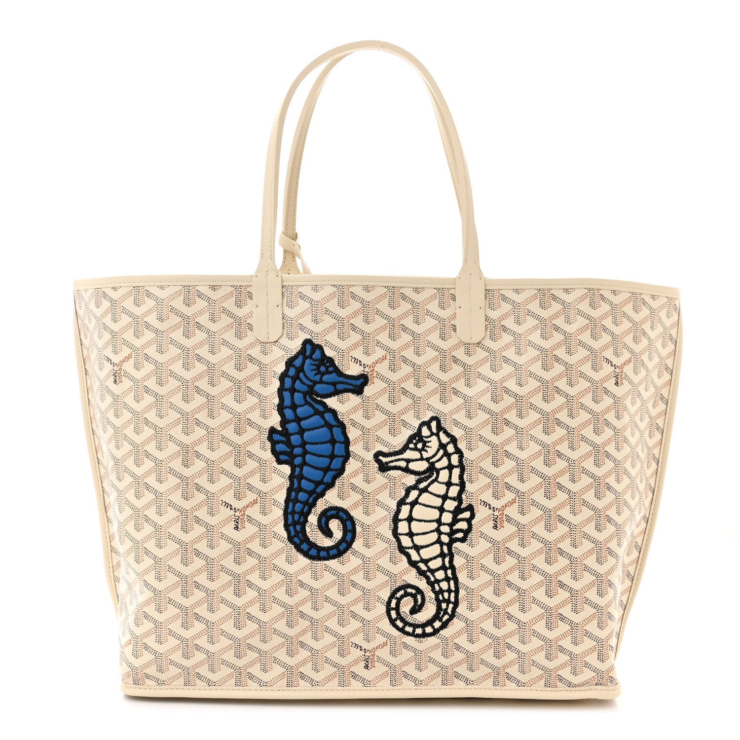 Goyard Goyardine Embroidered Seahorse Reversible Anjou PM in Sand