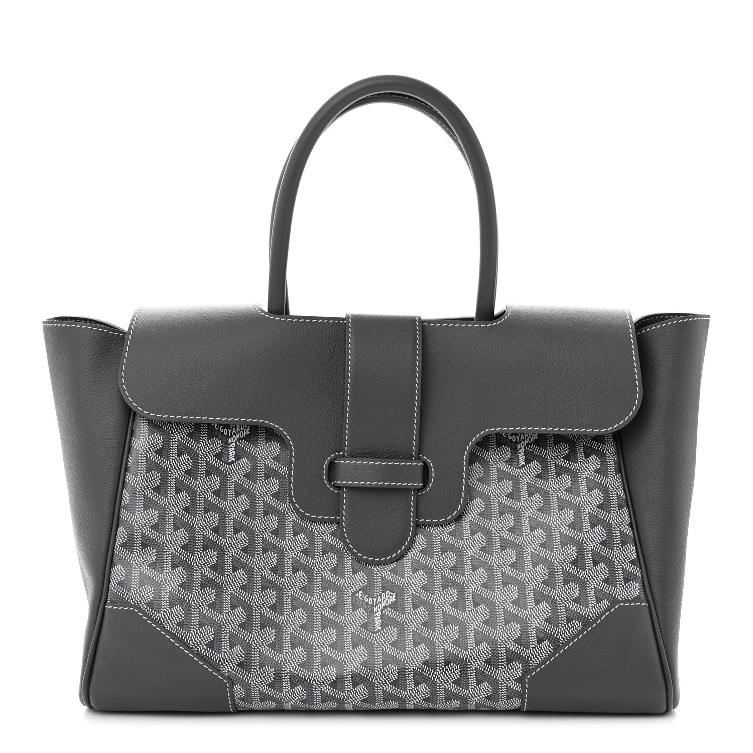 Front view of the Goyard Goyardine Saigon Tote in Grey