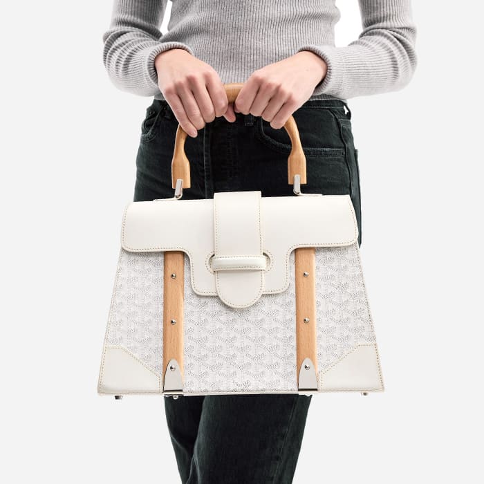 image of model wearing the goyard saigon mm as a top handle bag by FASHIONPHILE