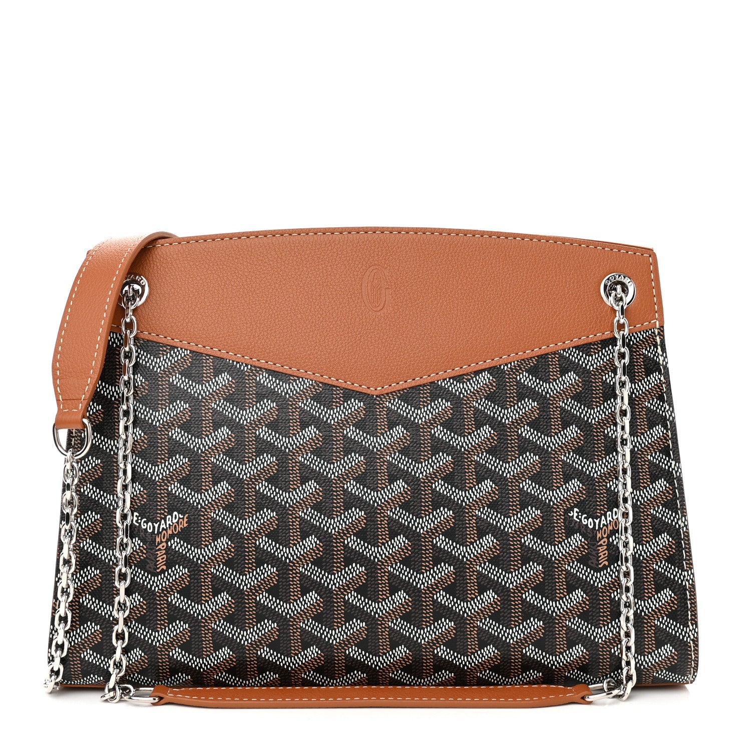 Front view of the Goyardine Rouette Structure PM in Black Tan