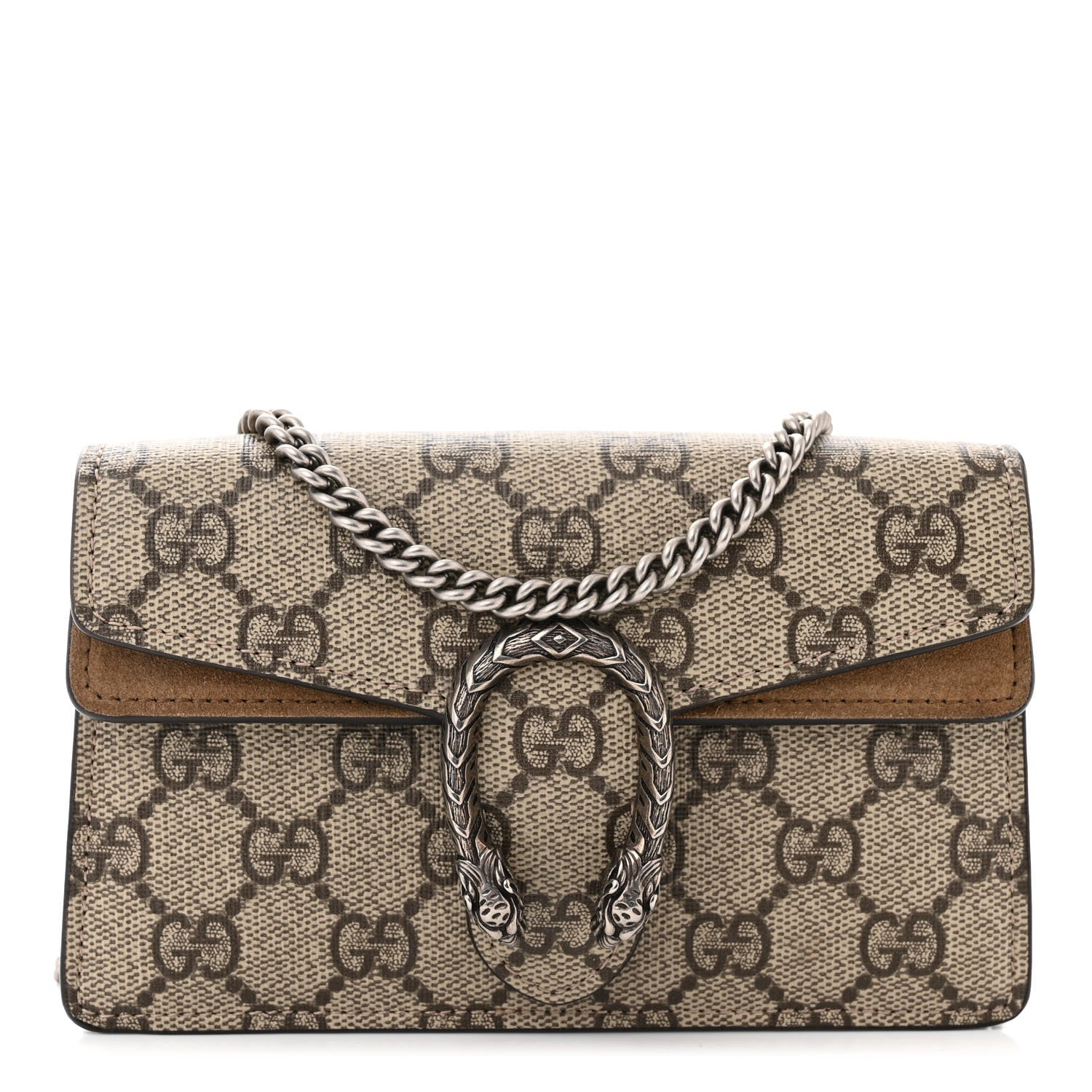 Gucci GG Supreme Monogram Super Mini Dionysus Shoulder Bag Taupe