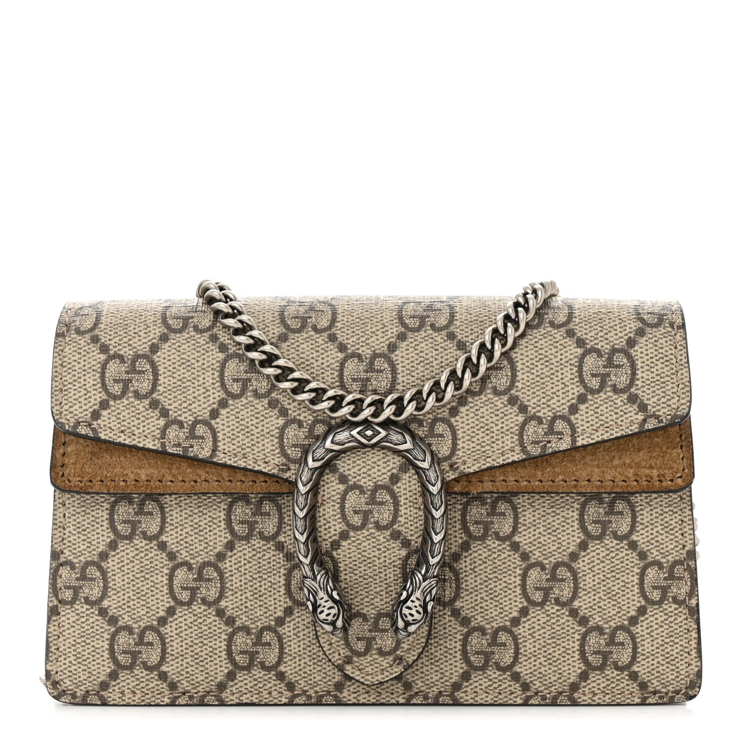 Gucci GG Supreme Monogram Super Mini Dionysus Shoulder Bag Taupe