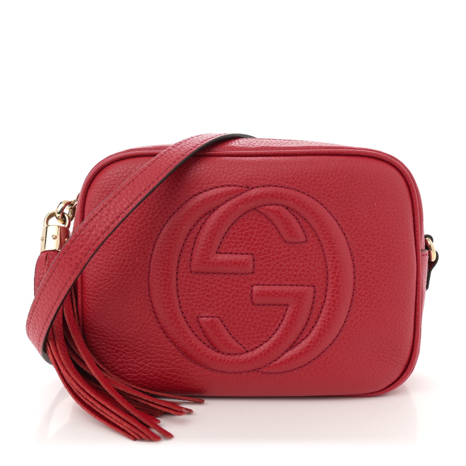 Gucci Pebbled Calfskin Small Soho Disco Bag Vibrant Red