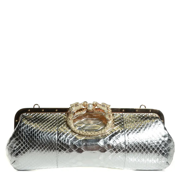 Gucci Python Tom Ford Dragon Clutch Silver