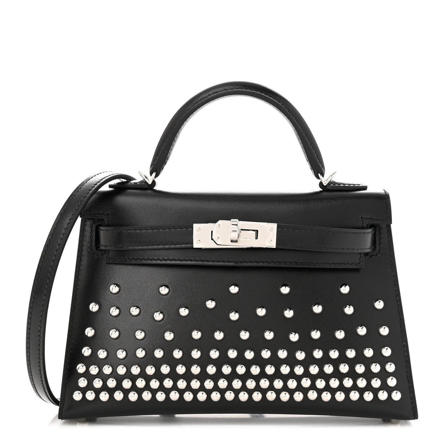 Hermes Box Studded Clouté Mini Kelly Sellier 20 Black