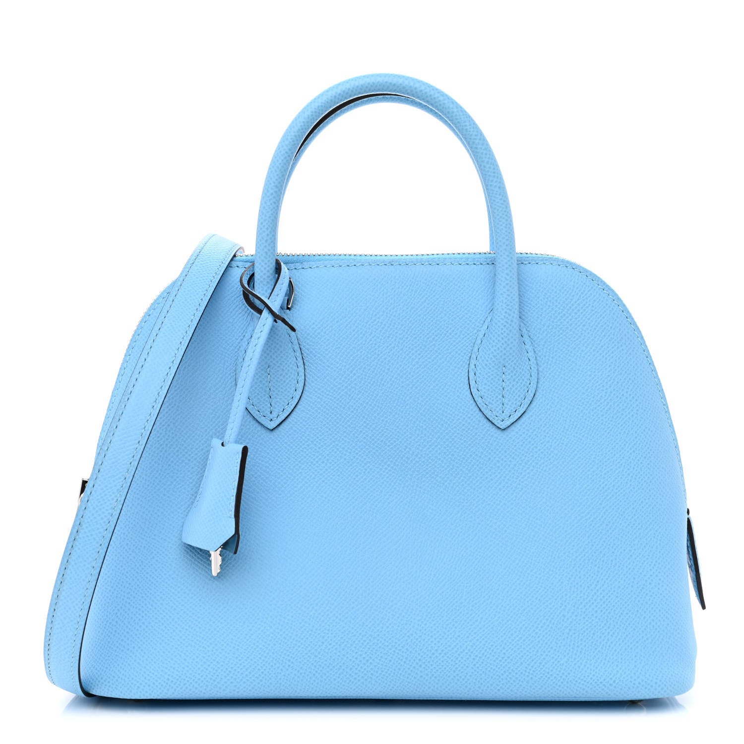 this is a product image from FASHIONPHILE of a Hermes Epsom 1923 Bolide bag size 25 in the Celeste color