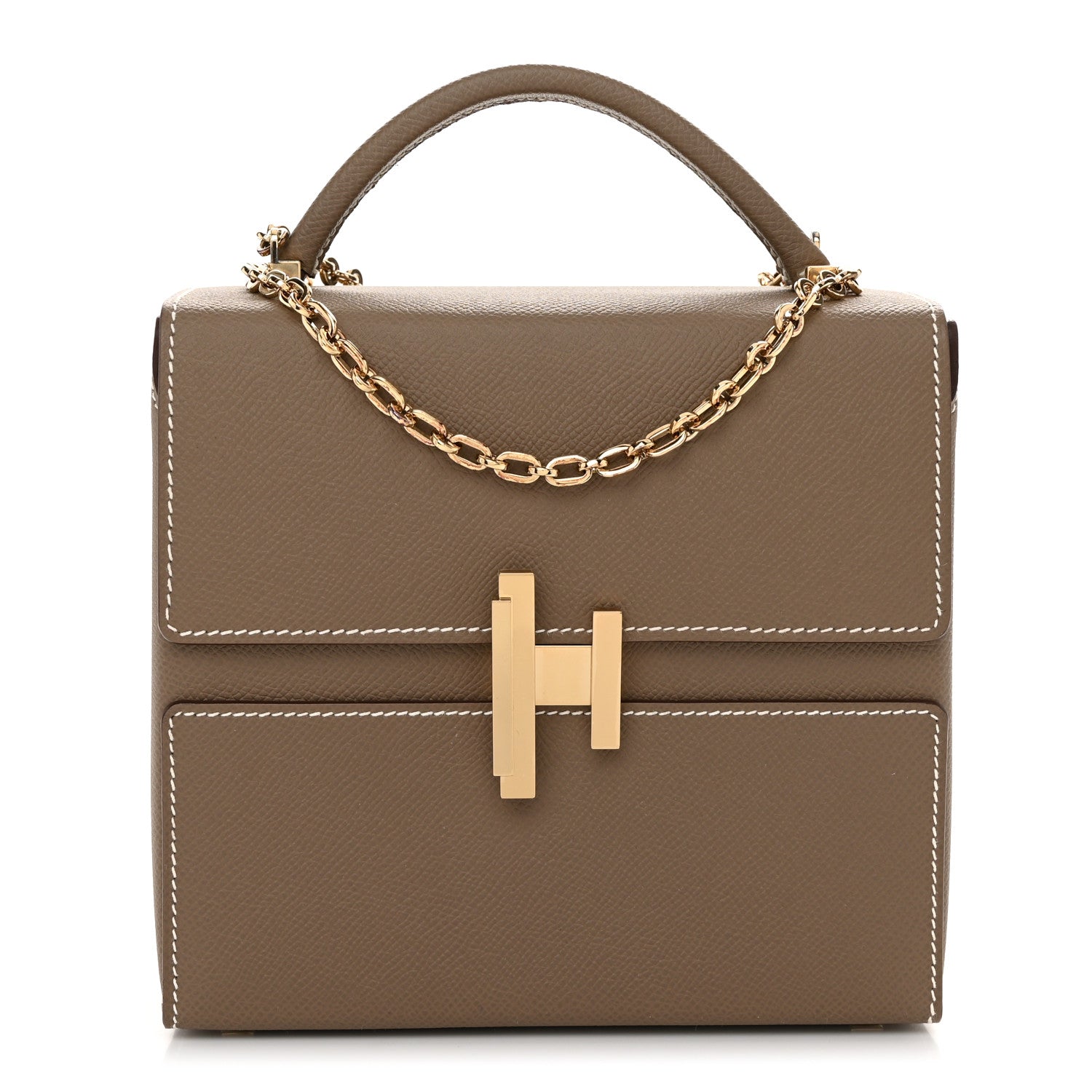 Hermes Epsom Cinhetic Boxy Top Handle Bag Etoupe