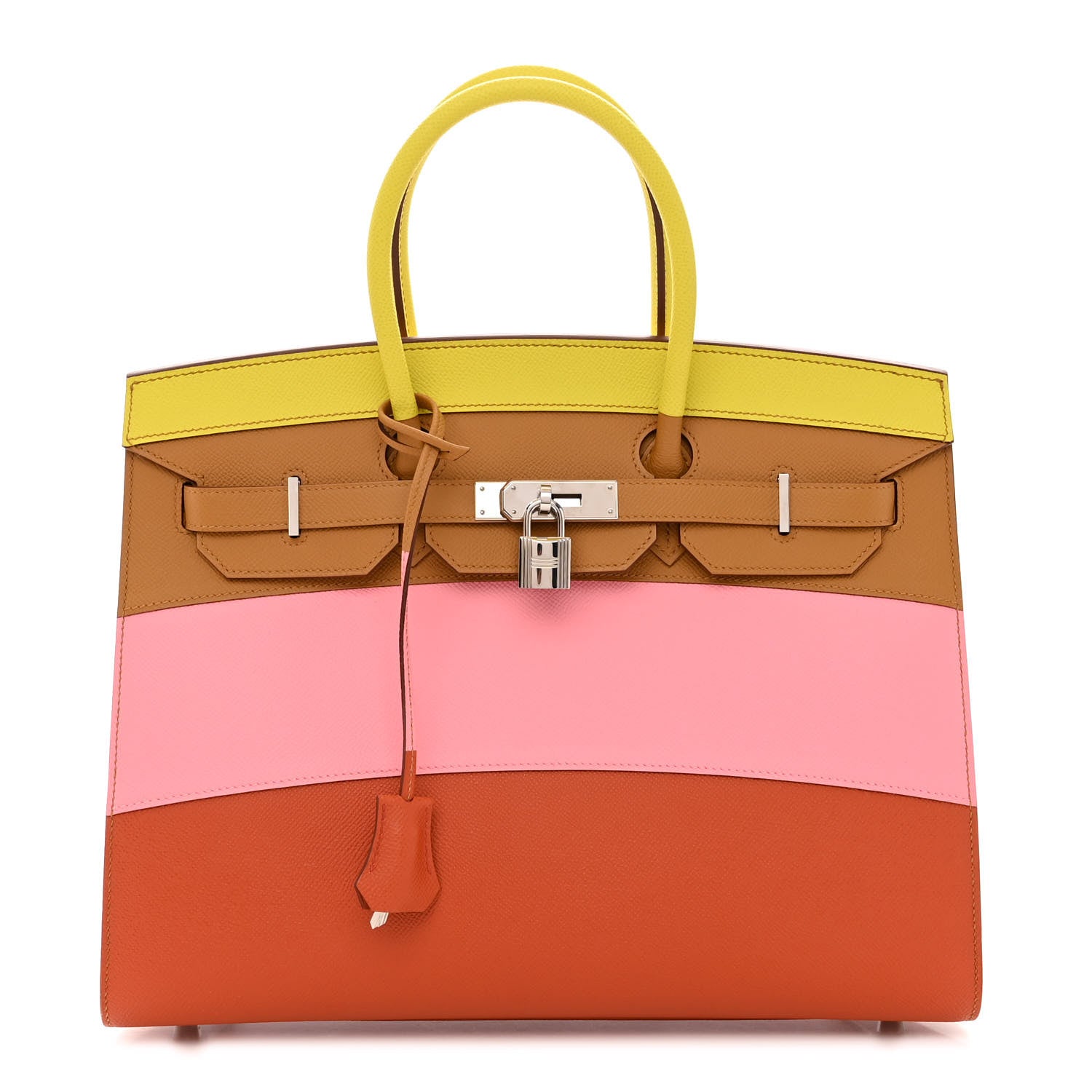 Hermes Epsom Sunrise Birkin Sellier 35 Lime Sesame Rose Confetti Terre Battue