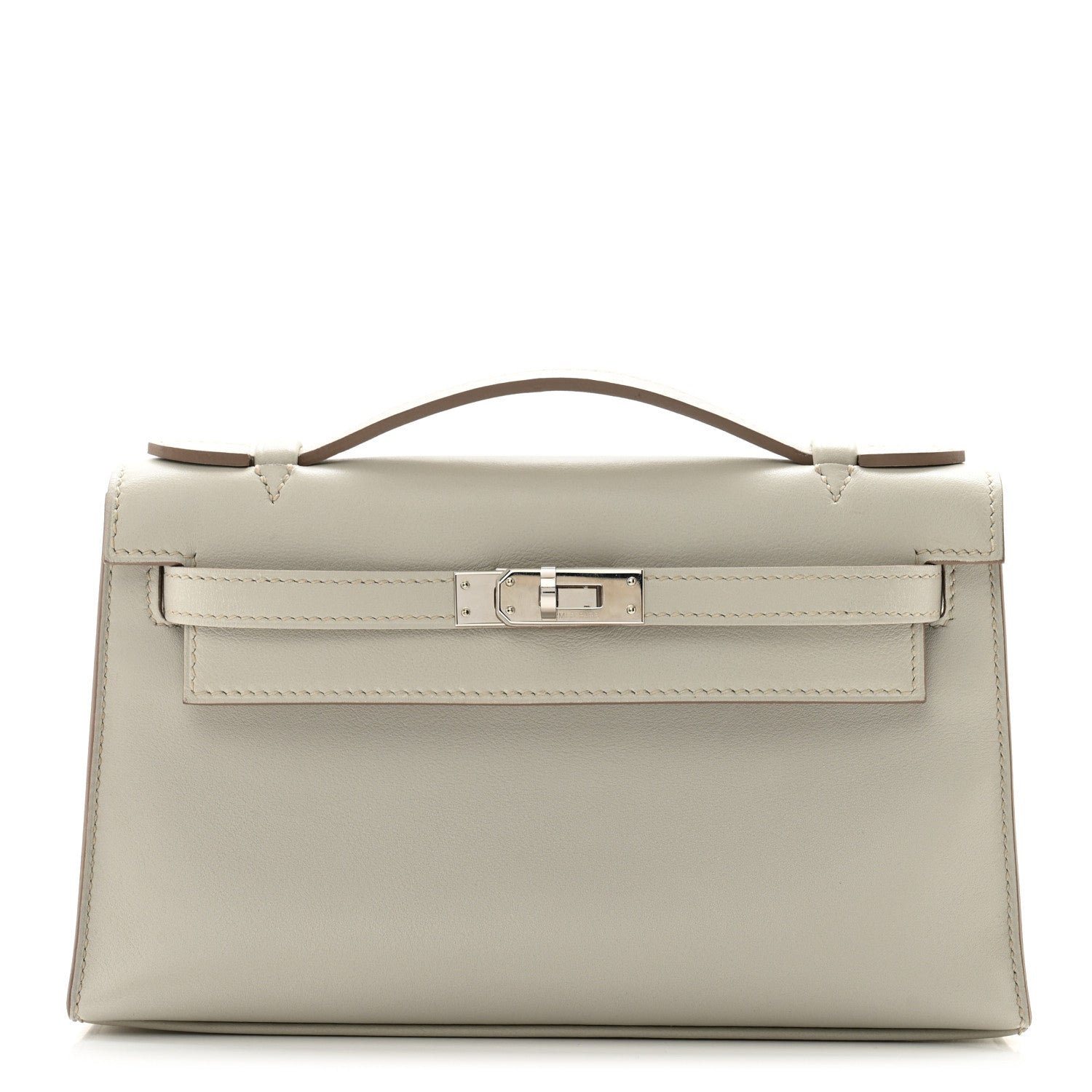 Hermes Evercalf Kelly Pochette Clutch Gris Perle