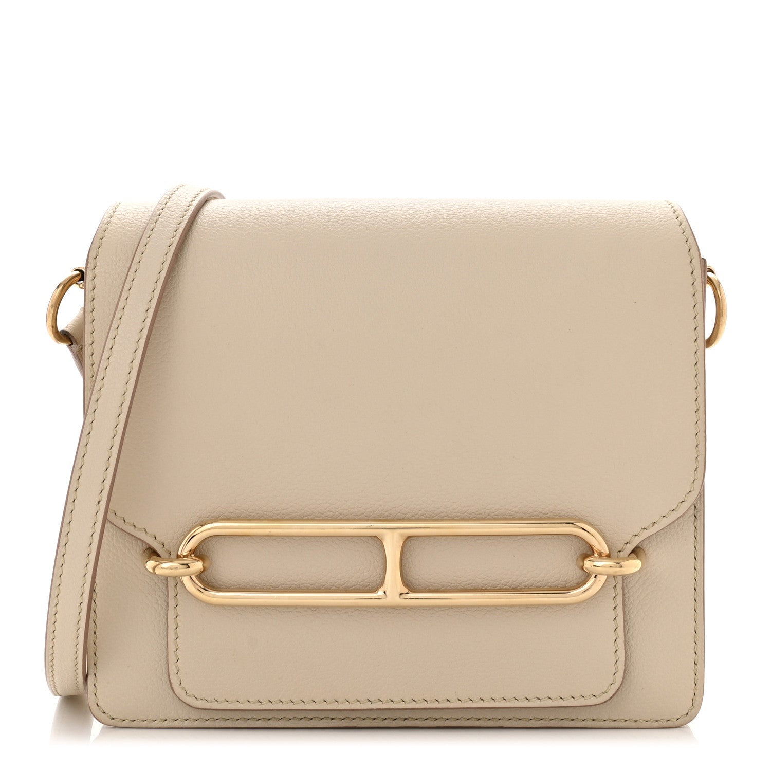 this is a product image from FASHIONPHILE of a Hermes Evercolor Mini Sac Roulis bag in the color Beton