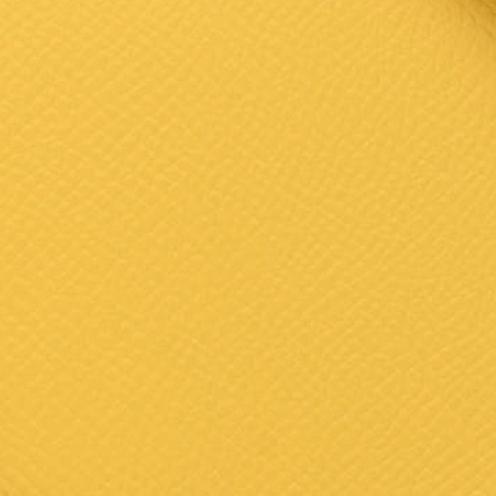 this is a close up swatch image by fashionphile of the hermes jaune de naples color on epsom leather