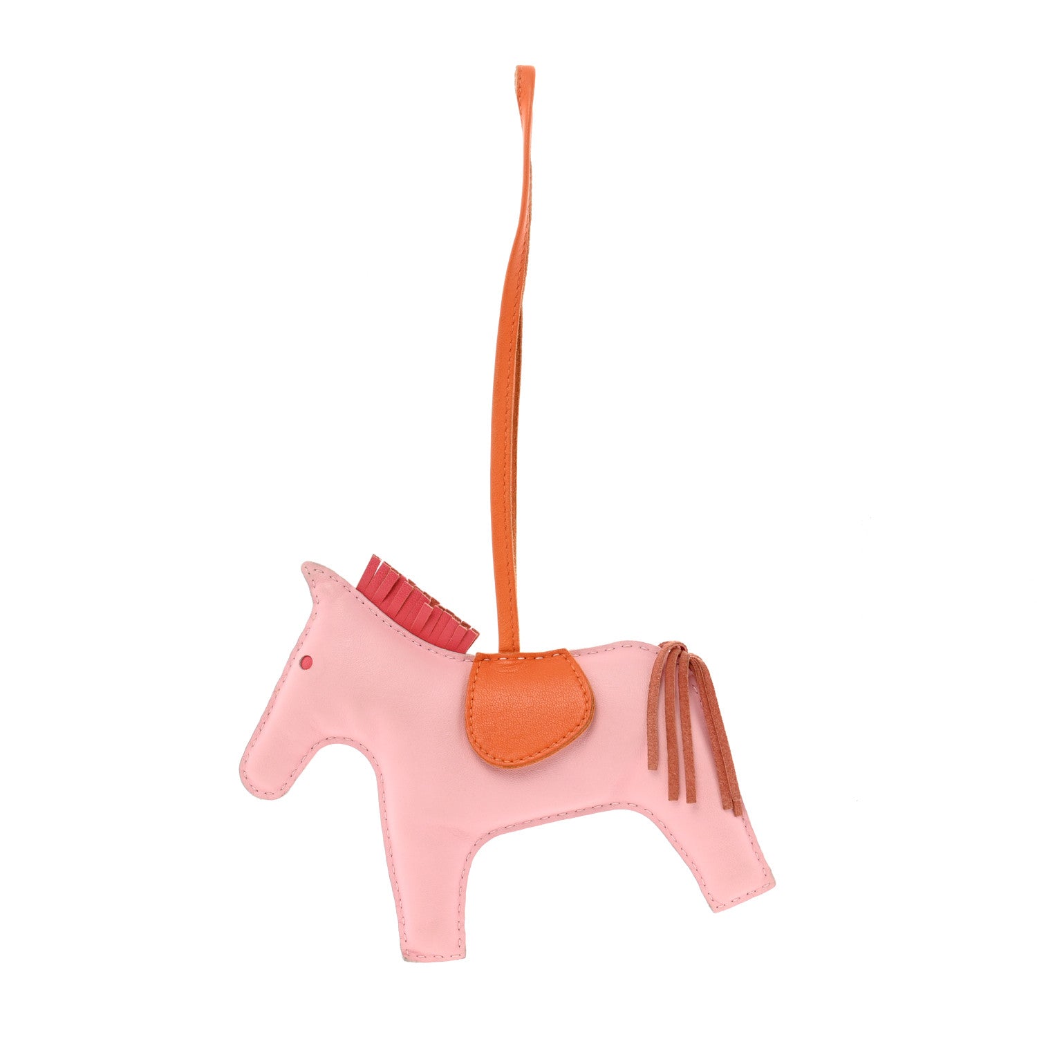 Hermes Milo Lambskin Grigri Rodeo Horse Bag Charm GM Rose Sakura Bougainvillea Orange