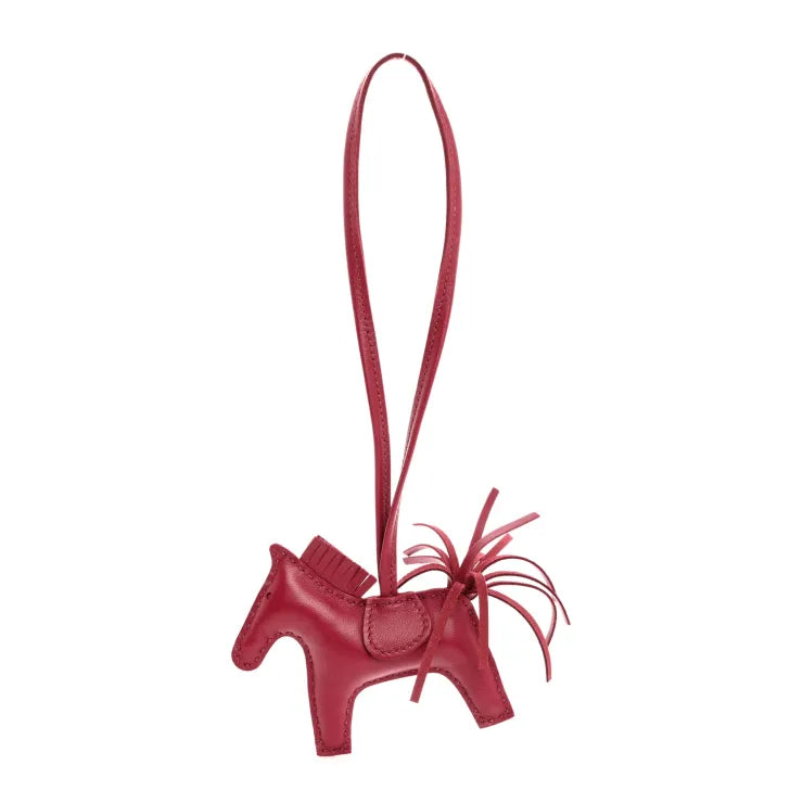 Hermes Milo Lambskin Grigri Rodeo Horse Bag Charm PM Rubis