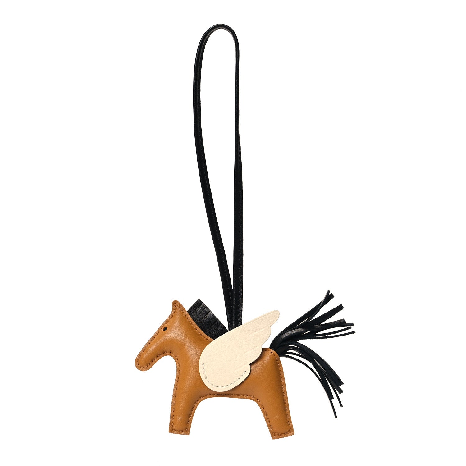 Hermes Milo Lambskin Grigri Rodeo Pegase Horse Bag Charm PM Sesame Black Nata