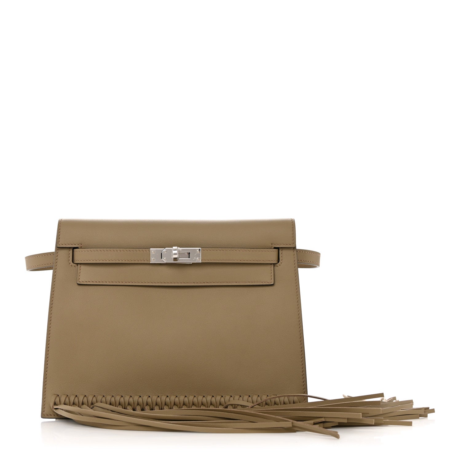 Hermes Swift Kelly Danse Anate Fringed Belt Bag in Beige Marfa