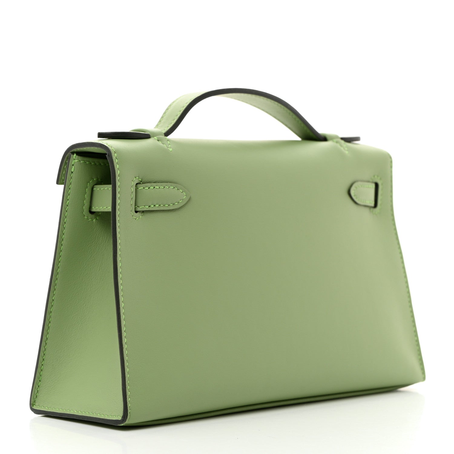 Hermes Swift Kelly Pochette Clutch Vert Criquet Side View