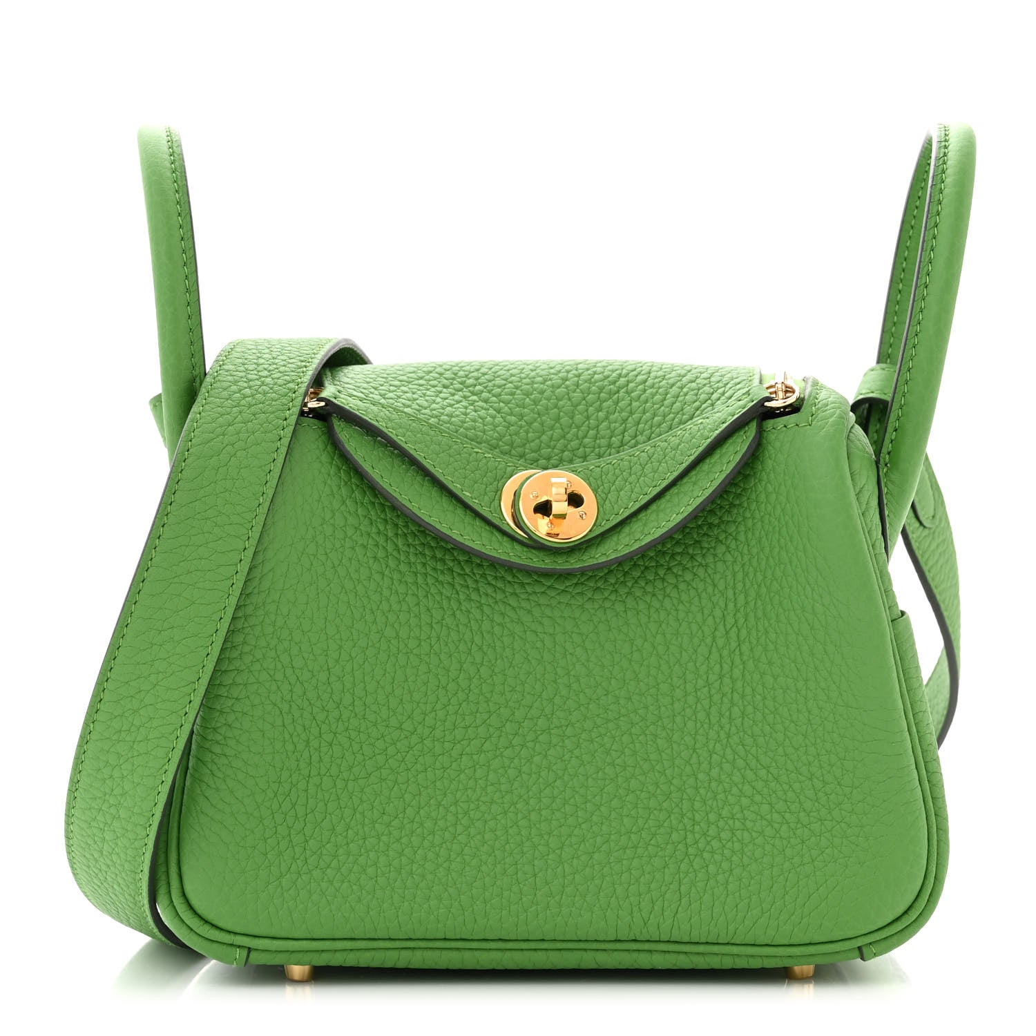 Hermes Taurillon Clemence Mini Lindy 20 in Vert Yucca