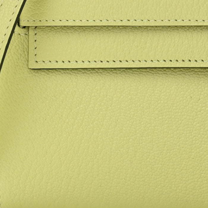 swatch of hermes jaune Bourgeon Chevre Mysore FASHIONPHILE