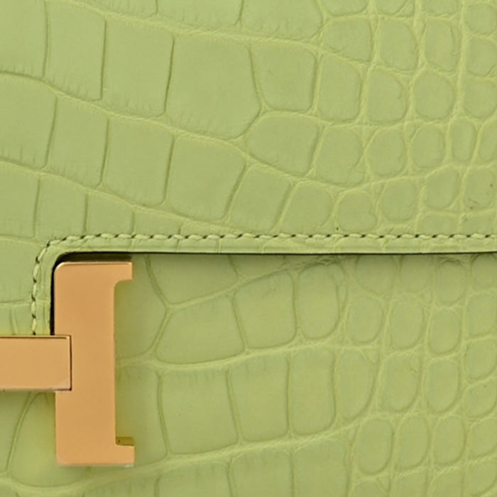swatch of hermes jaune Bourgeon Matte Alligator FASHIONPHILE