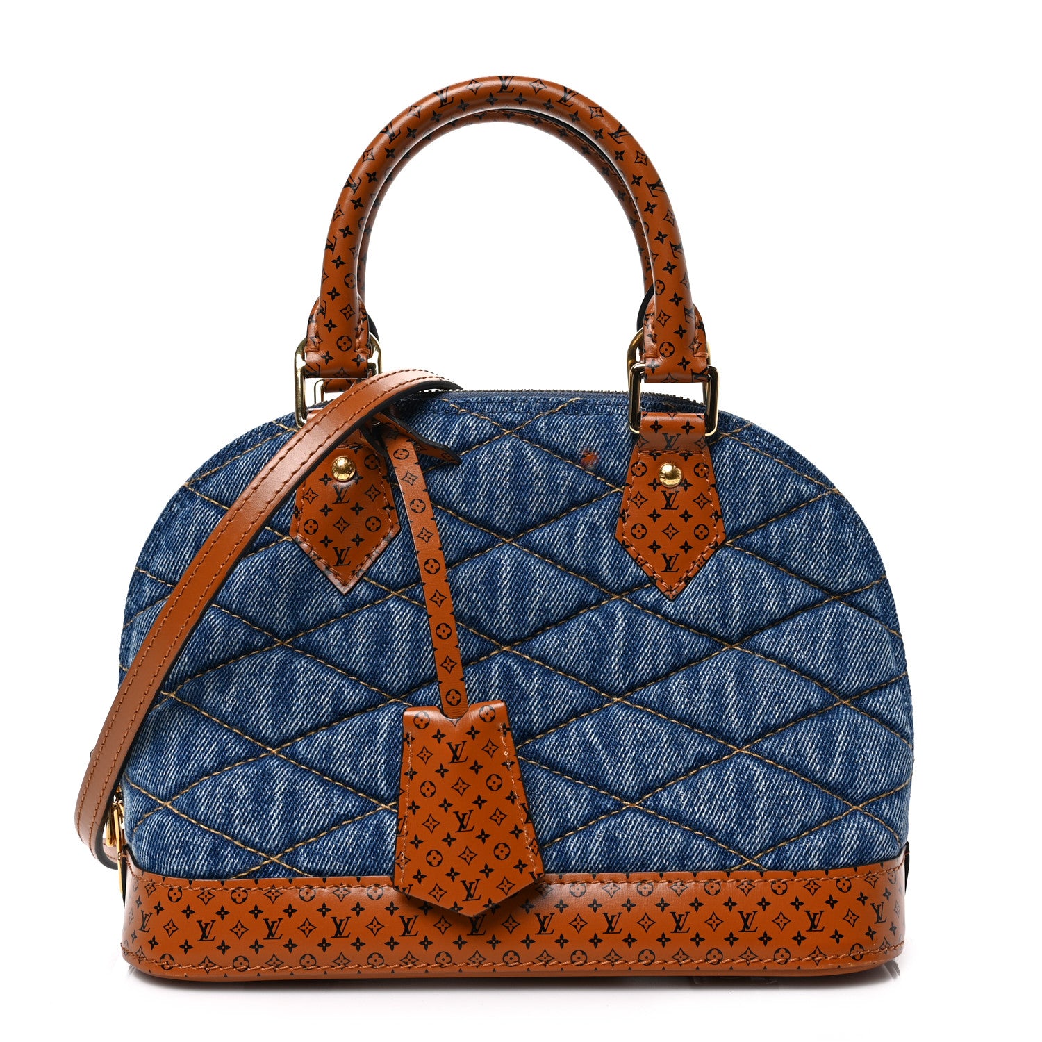 LOUIS VUITTON Denim Calfskin Reverse Monogram Malletage Alma size BB in Blue by fashionphile