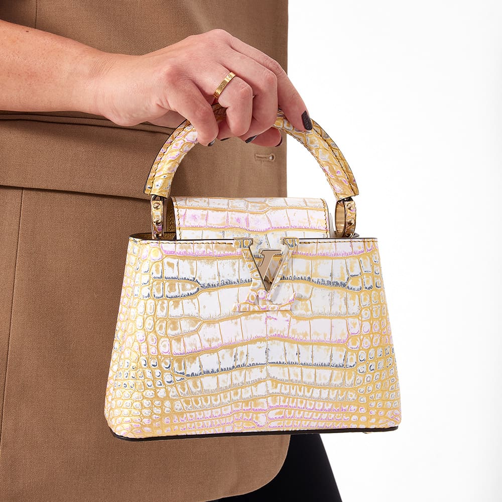crocodile louis vuitton mini capucines bag worn as a top handle by FASHIONPHILE