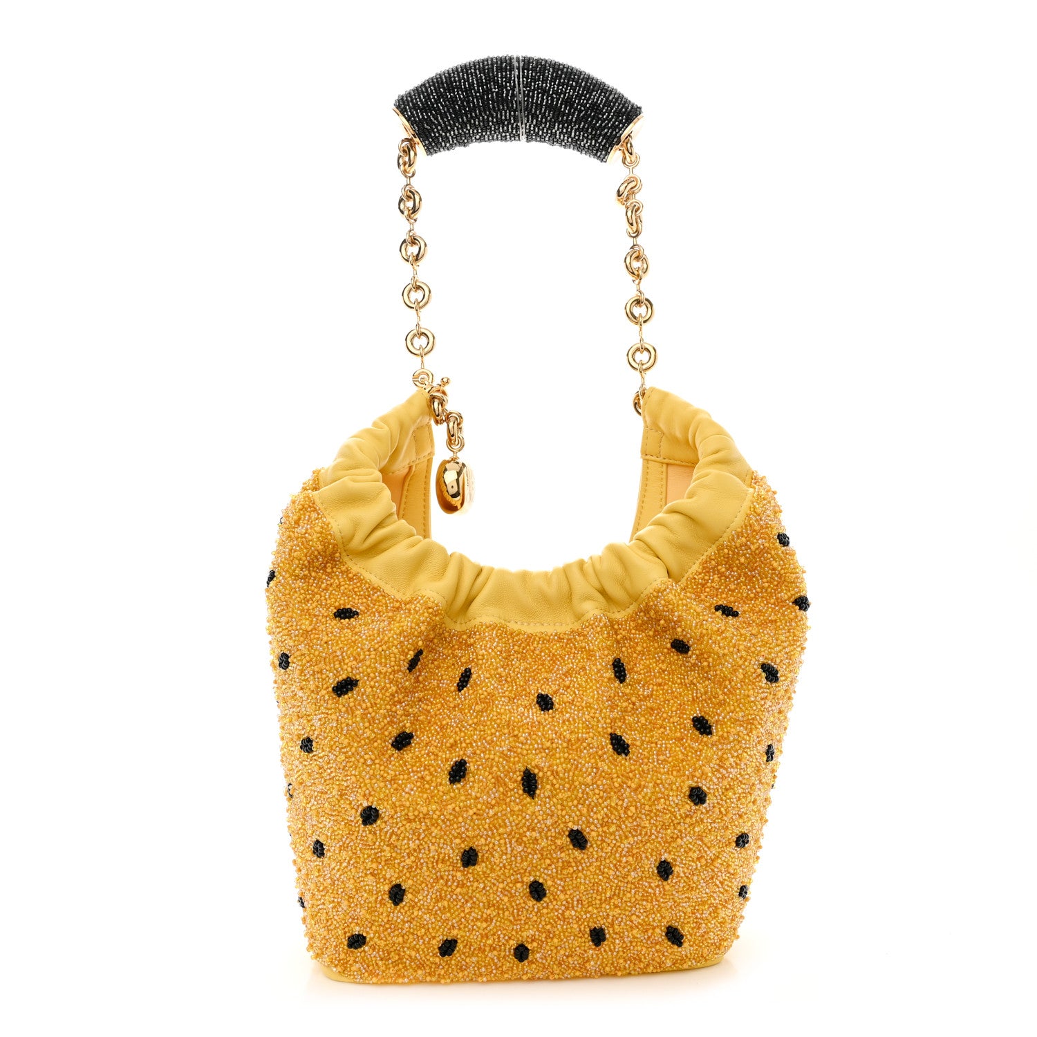Loewe Buttery Nappa Beaded Lambskin Mini Squeeze Bag Yellow