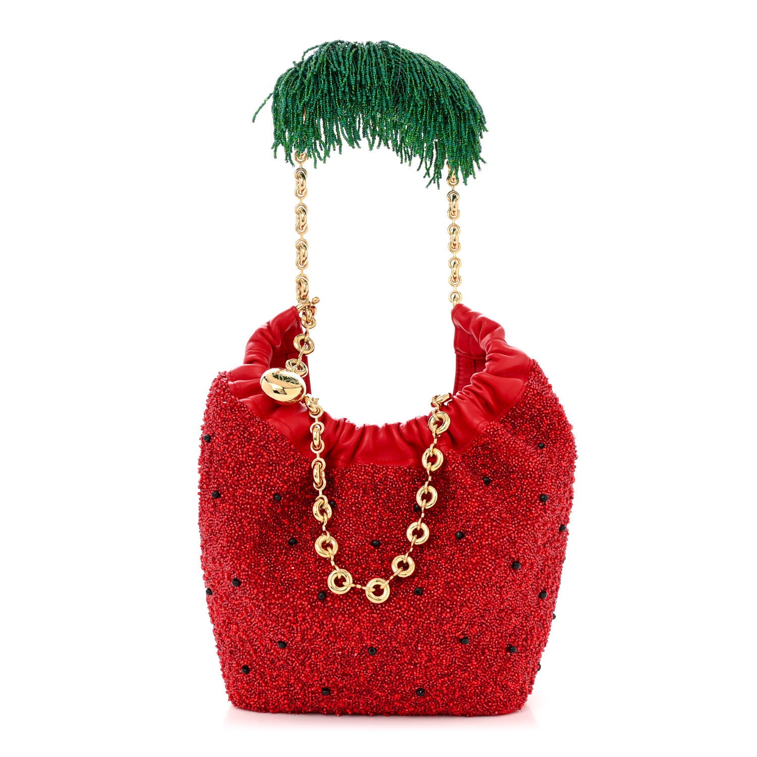 Loewe Buttery Nappa Beaded Mini Squeeze Fruit Shoulder Bag Red