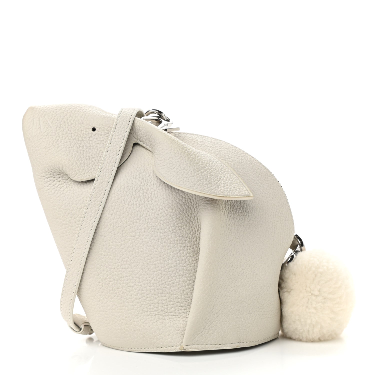 Loewe Calfskin Shearling Mini Bunny Crossbody Bag White