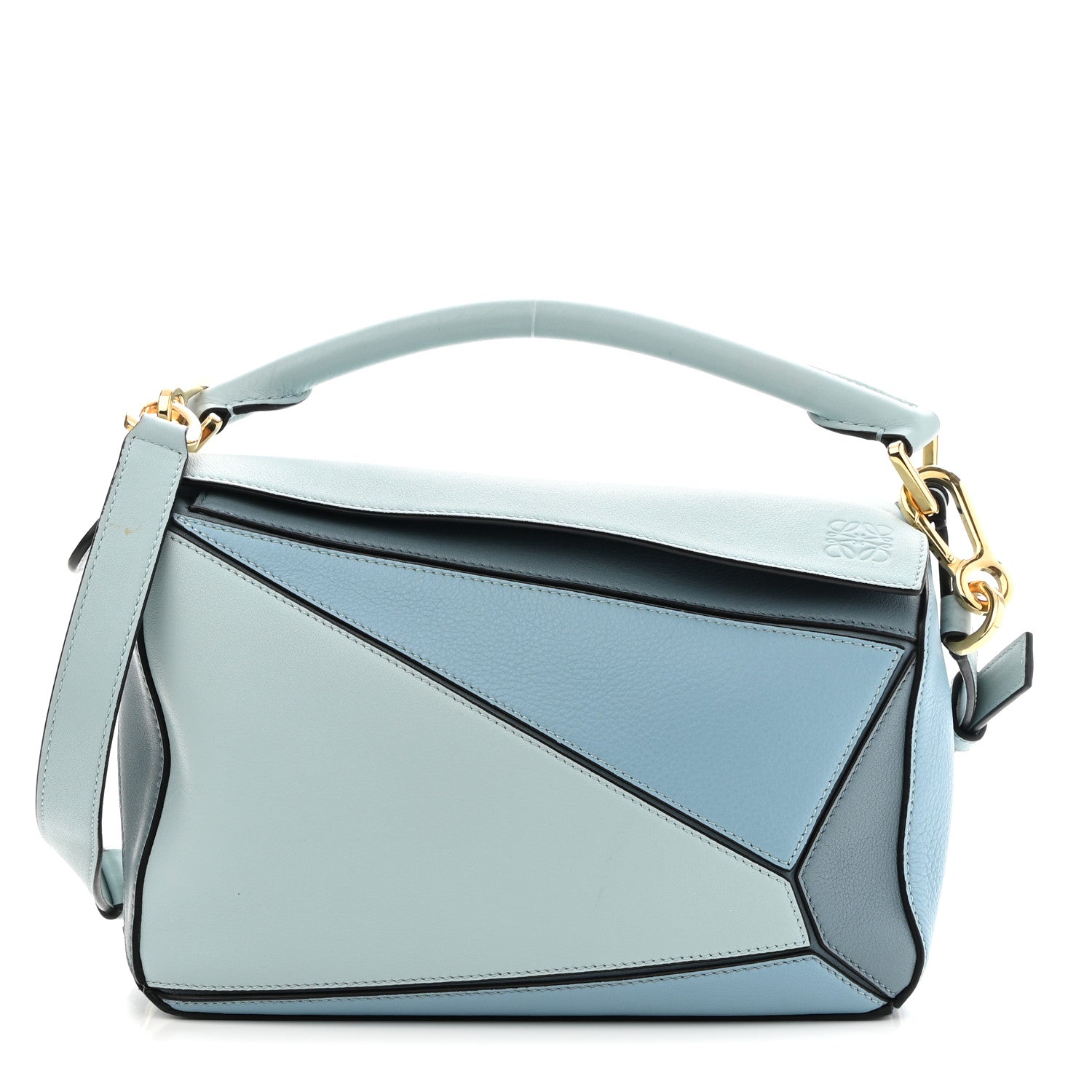 Loewe Calfskin Small Puzzle Bag Aqua Light Blue Stone Blue